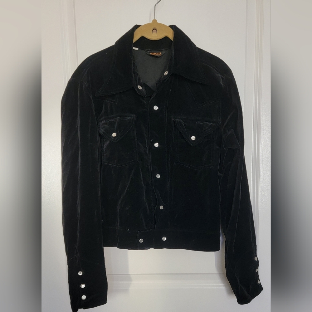 Spatz, vintage velvet jacket, black, sz. Med
